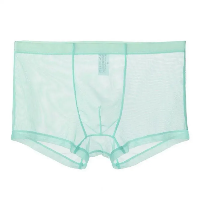 Boxer trasparenti da uomo vedono attraverso le mutande maschili sexy mesh a vita bassa seta ghiacciata sottile raffreddamento mutandine da uomo intimo da uomo — image 6