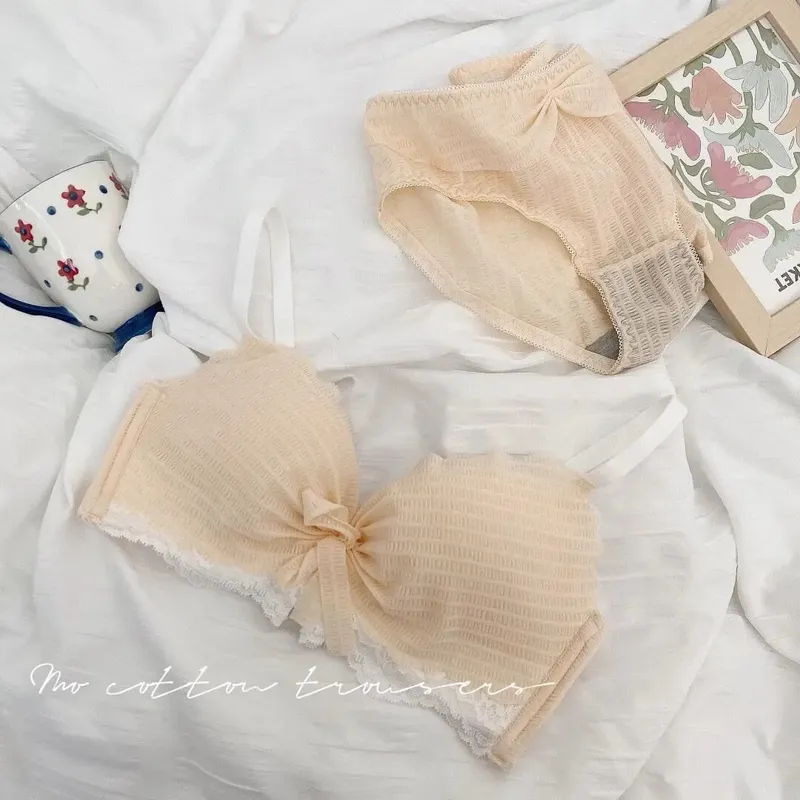Summer Thin Lace Bra Panty Set 32‑38 No Underwire Japanese Pure‑Desire Push Up Soft Brassiere Lingerie For Girls S-XL — image 8