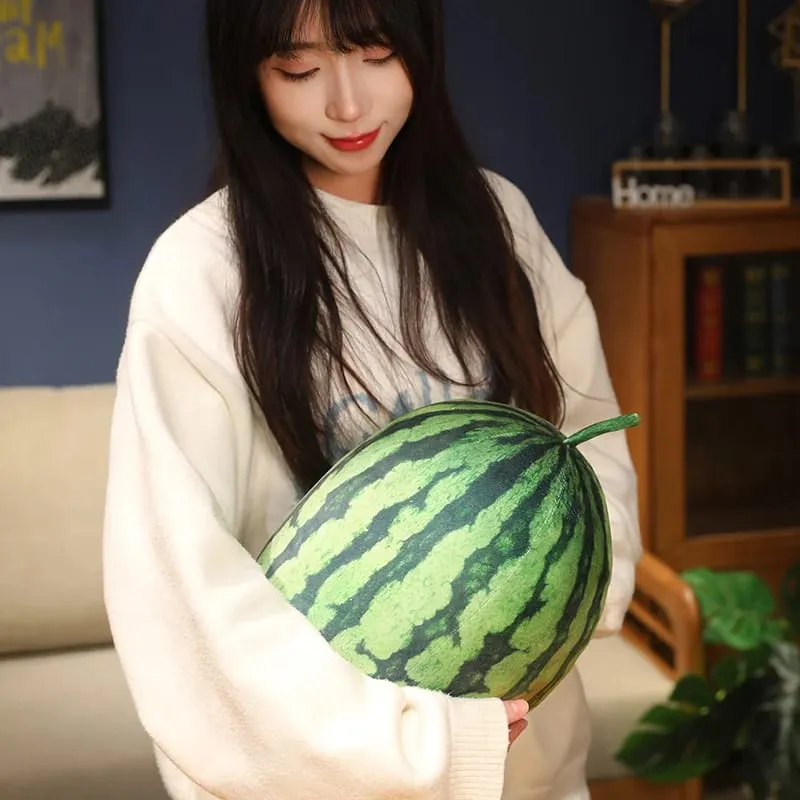 3D Simulated Watermelon Hug Pillow Round Long Watermelon Soft Plush Toys Fruit Sofa Cushion Suitable For Home Kids Gifts
