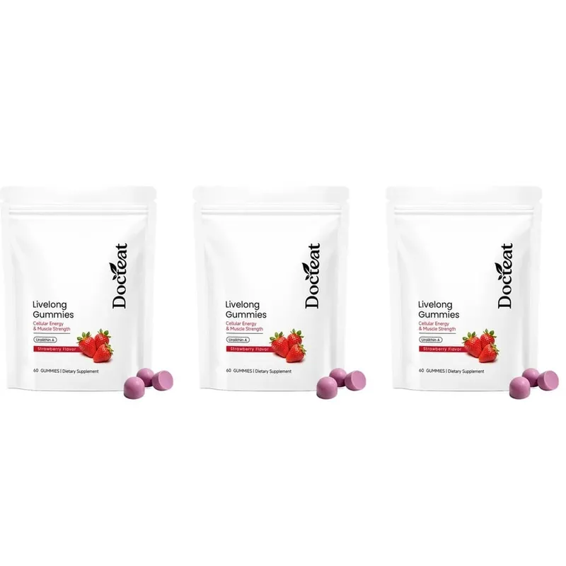 Docteat Urolithin A Gummies 500mg setiap Hidangan Perisa Strawberi Sokongan Kesihatan Selular Harian 60 Gummies untuk Lelaki Wanita — image 9
