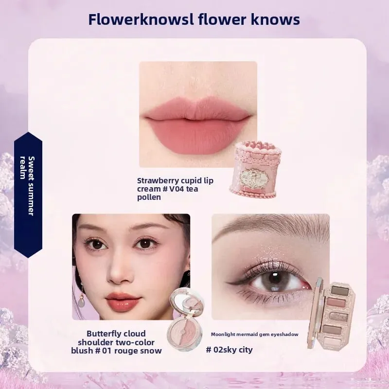 Flowerknows make-up Dárkové sady Little Angel Bunny Zahradní mušle Šperky Glaze na rty Tvářenka Flower Know SWEETIE BEAR Blush korektor