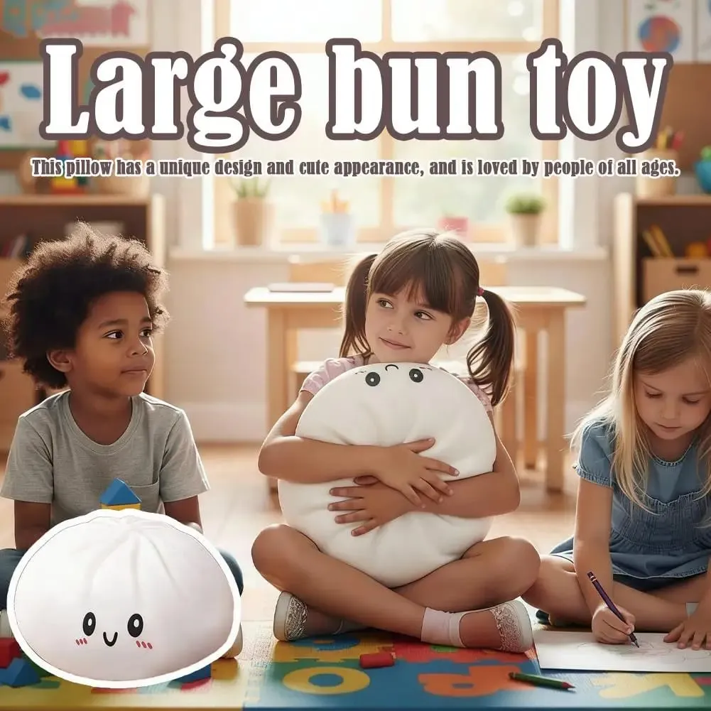 Soft Bouncy Large Dumpling Hug Pillow Stress Relief Food Plush Toy Full Fluffy Filling for Comfort Cute Steamed Bun Shape