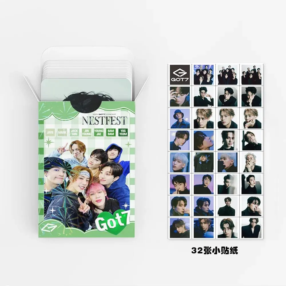 92 stk/sæt GOT7 NESTFEST Holografiske lomo-kort Stickers Stjerne-fotokort Foto Lomo-kort Fans Collection Trykte kort