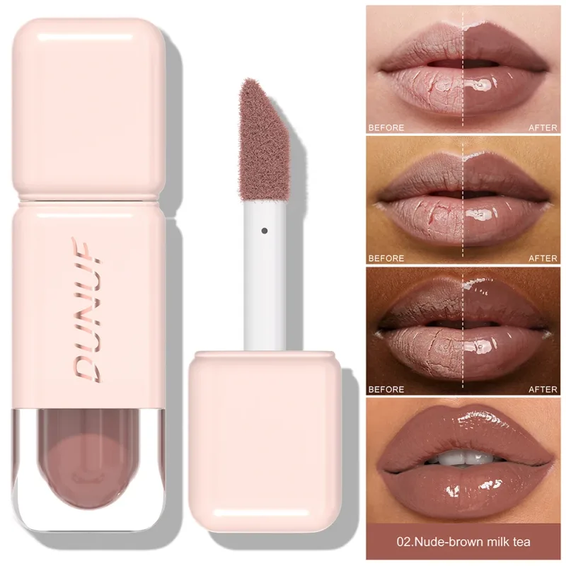 Glossy Lip Gloss Cermin Air Tint Bibir Tahan Lama Tidak Melekit Cawan Gincu Cecair Melembapkan Bogel Merah Coklat Bibir Makeup — image 13