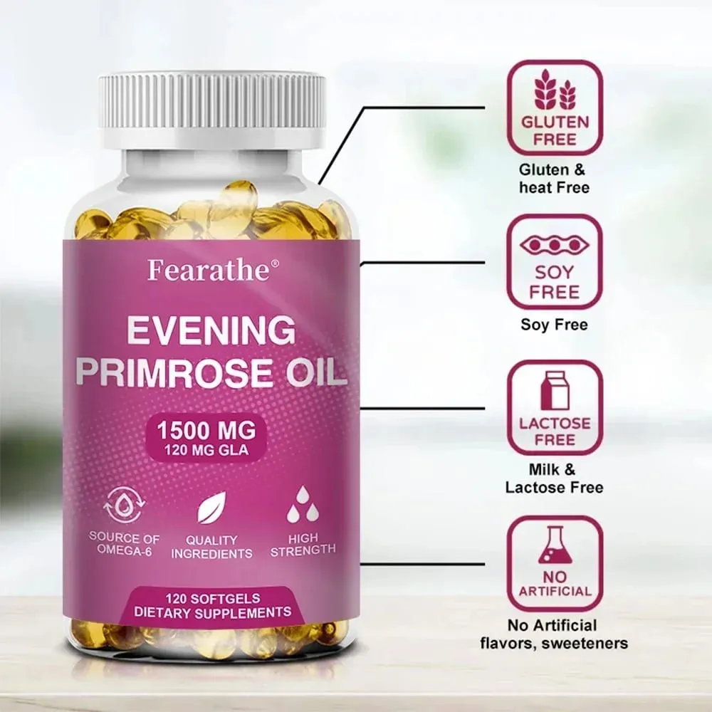 Evening Primrose Oil Supplement Capsules 1500 Mg * 120 Capsules - Supports Hormonal Balance — image 4
