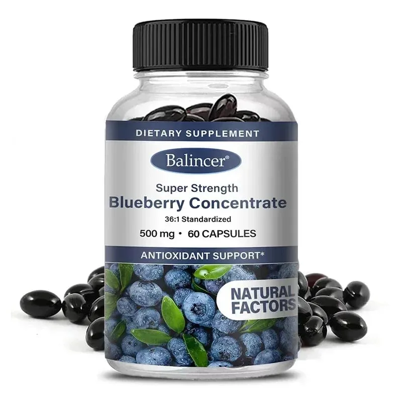 Super silný borůvkový koncentrát 500 mg tobolky 120 měkkých gelů pro zdraví očí vitamíny antioxidanty doplněk zdravého zraku