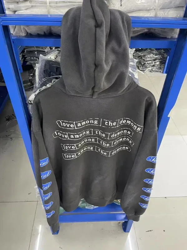 24FW SAINT Vintage Angel Printed Distressed Women Men Hooded Sweatshirt Hoodies Oversized Men Casual Cotton Pullover Hoodie