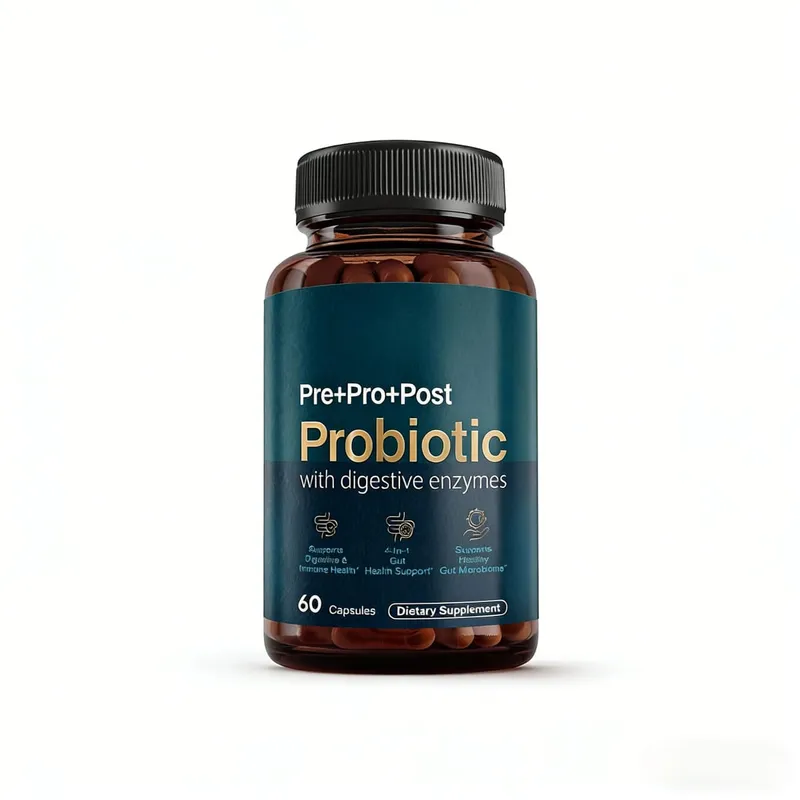 Premium 4-in-1 Probiotic Prebiotic Postbiotic Digestive Enzymes for Men&Women Supports Gut Digestion Immunity 60 Capsules — image 8