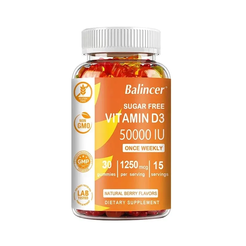 Vitamin D3 hiệu lực cao 50 000 IU - Hỗ trợ miễn dịch Xương Răng Sức khỏe tim và thần kinh Chất chống oxy hóa - Không chứa gluten Không biến đổi gen