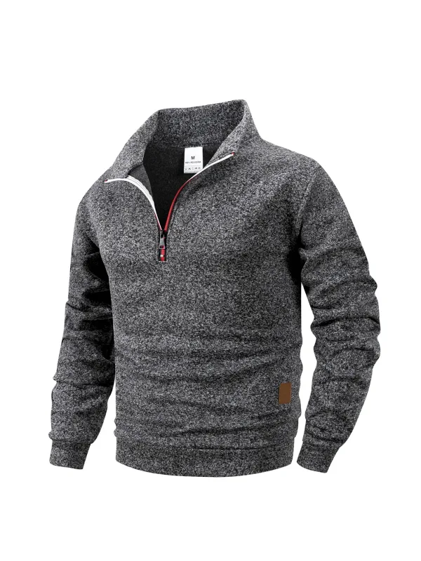 2Pcs Set Men 1/4 Zip Mock Neck Sweatshirt, Fleece Lined Pullover with Ribbed Cuffs Warm Casual Top for Fall Winter Daily Wear — image 23