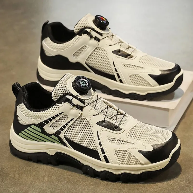 Men's breathable casual sneakers summer soft sole non-slip outdoor running shoes classic Rotating shoelaces light sports shoes — image 1