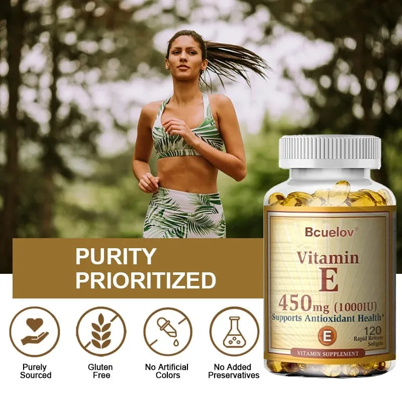 Bcuelov Vitamin E 1000 IE 450 mg – zur Unterstützung der Haut, Haare, Durchblutung, Gesundheit und des Immunsystems – antioxidative Ergänzung — image 6