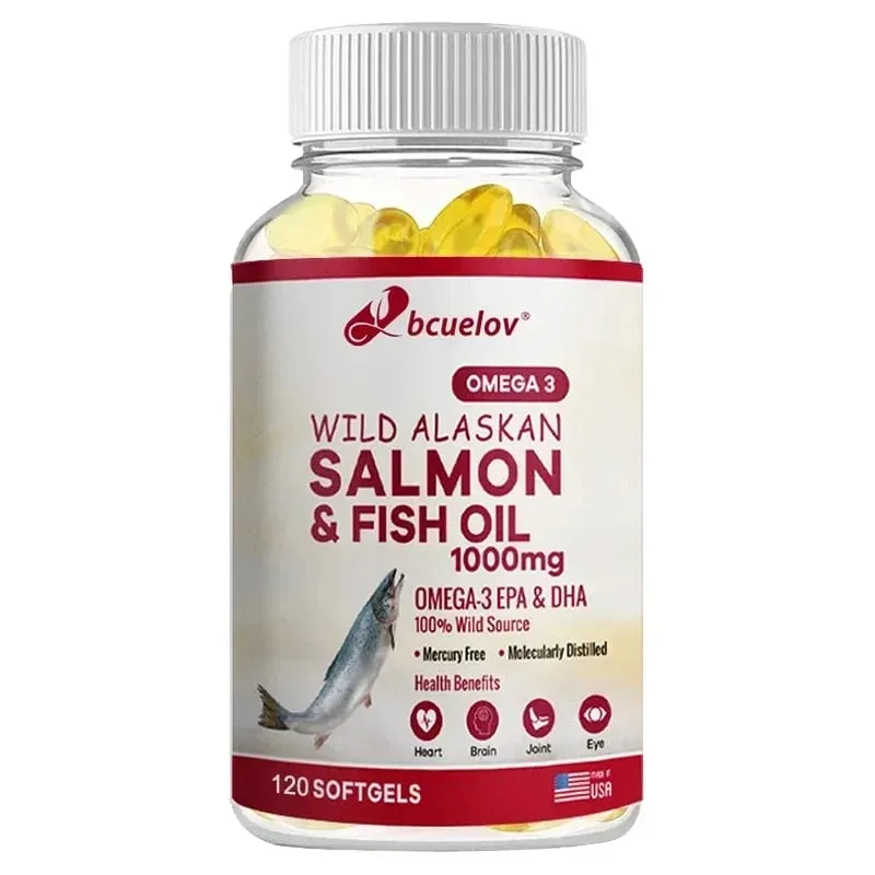 Vild Alaska lakseolie - ren fisk Omega 3 EPA DHA fedtsyrer - Understøtter ledfunktion Hjerne øje immun og hjertesundhed