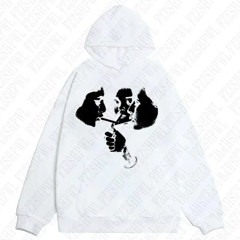 2025 hot trend 2000s men's fashion Harajuku Gothic pattern sports hoodie retro punk hip-hop casual streetwear — image 2
