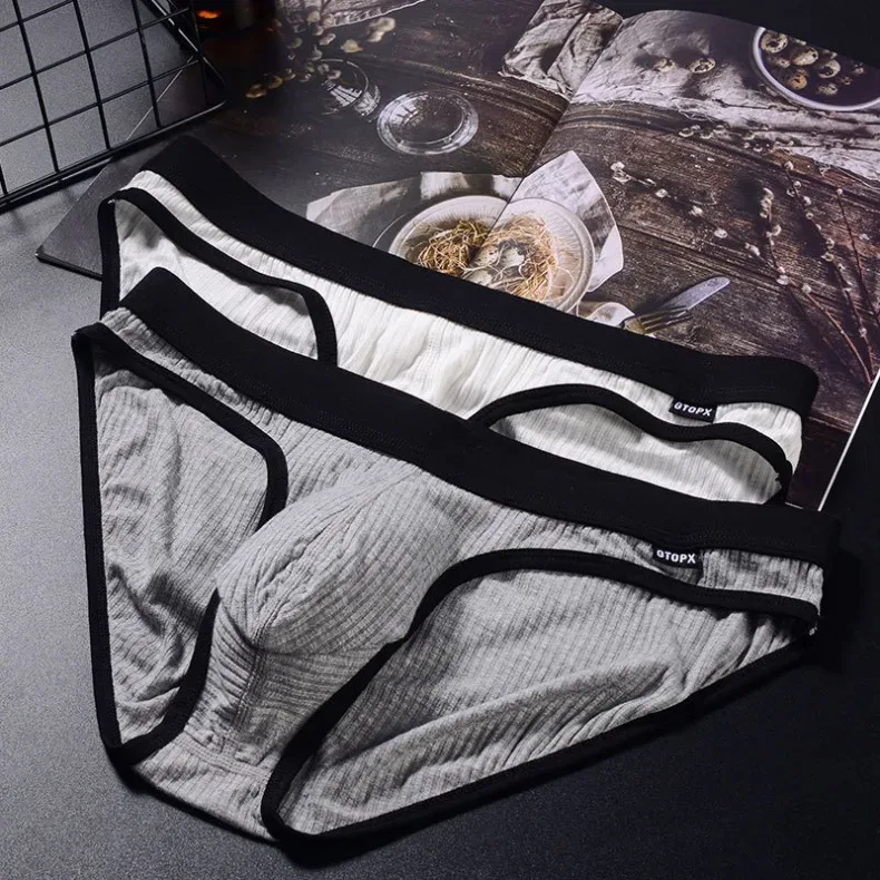 Men's Underwear U-Convex Pouch Briefs Breathable Soft Elastic Low Rise Panties For Men Daily Lingerie 2-Pack