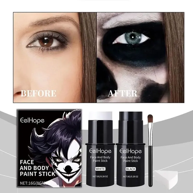 Cover Foundation Clown Kleurrijke Langdurige Waterdichte Halloween Feestelijke Make-up Accessoires Set Zwart Wit Gezicht Body Paint Kit