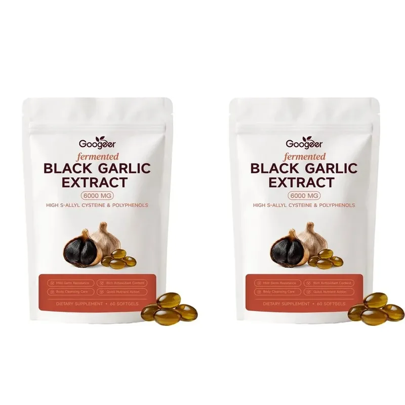 Googeer Fermented Black Garlic Extract Softgels with Antioxidant Protection and S-Allyl Cysteine & Polyphenols 60 Softgels