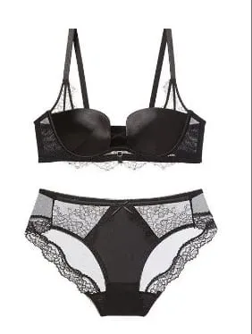 Tendance Ensemble Lingerie Léopard Dentelle Style Français Soutien-Gorge Push Up Petit Poitrine Anti Affaissement Toutes Tailles
