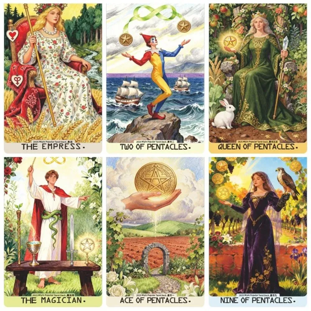 Tarot: Exquisite Painterly Illustration Deck - 78 Pcs Art Divination Cards - Tarot Gift Set for Witches 10.3*6cm
