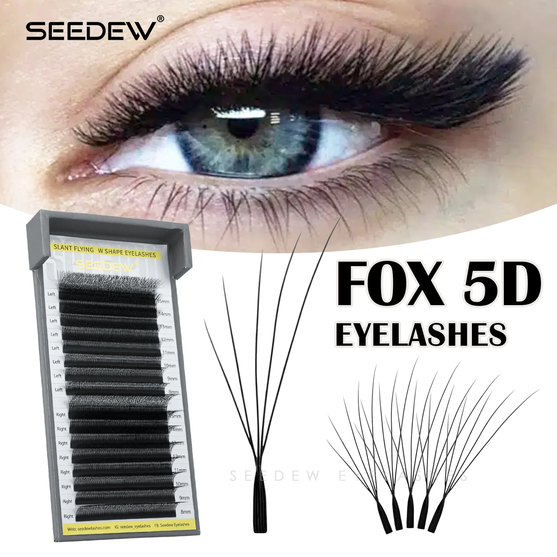 Fox 5D Eyelash Extension W-Shaped Clover Air Serie Cat Eye Volume Fox Eye Lashes Slant Flying False Eyelashes — image 2