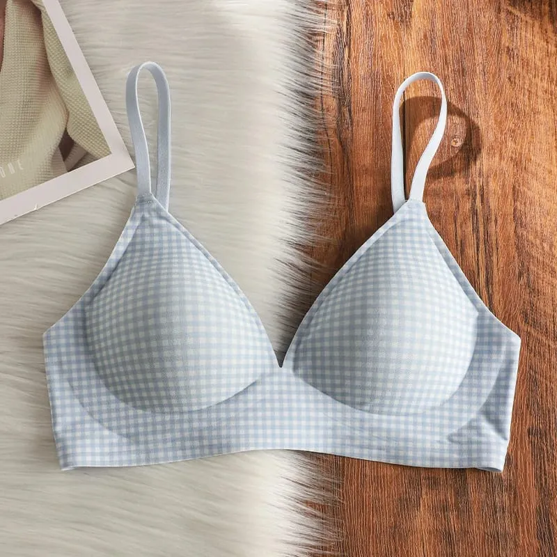 Elegant Seamless Bralette Small Bust Gathering Anti-Sagging Thin Adjustable Straps Wirefree Comfort Fit UK Light Support Bra Set — image 8