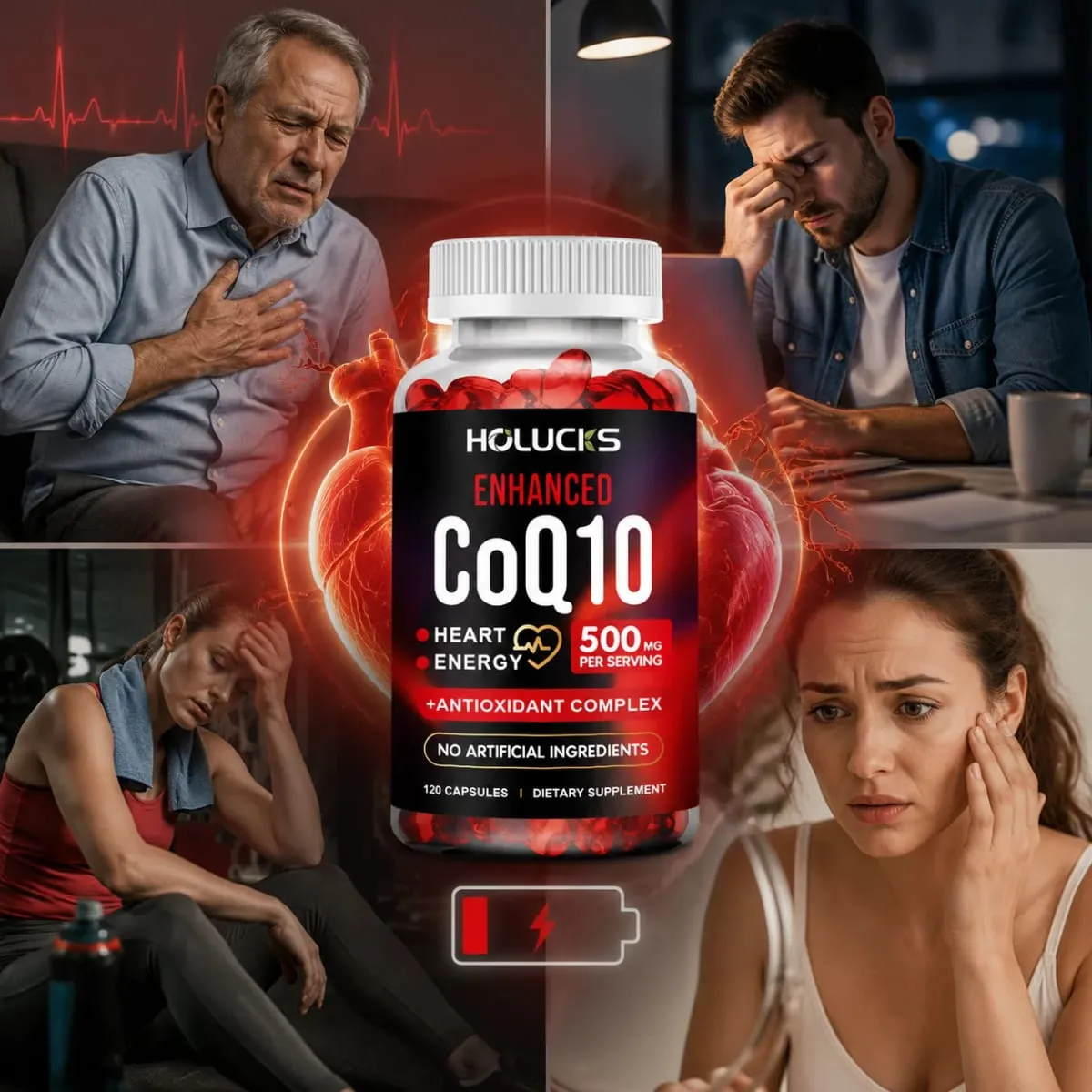 CoQ10 Supplement Antioxidant for Cardiovascular & Heart Health Immune Energy & Vitality Support Super Absorption Non-GMO