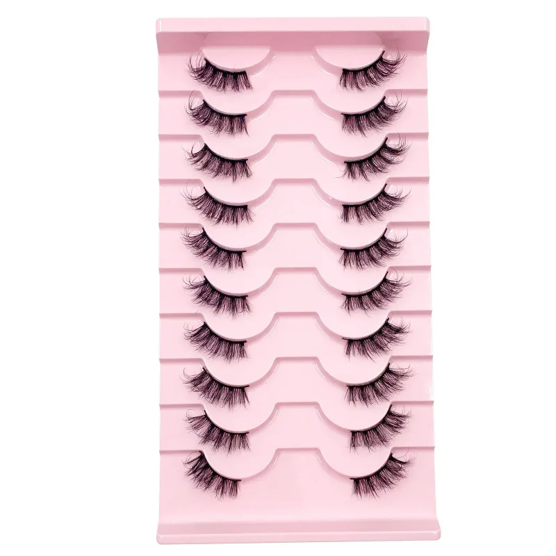 3D Cat Eye Lashes Half Eyelashes 10Pairs Half Lashes Natural Clear Stem False Eyelash Extension Makeup Faux Cils maquiag