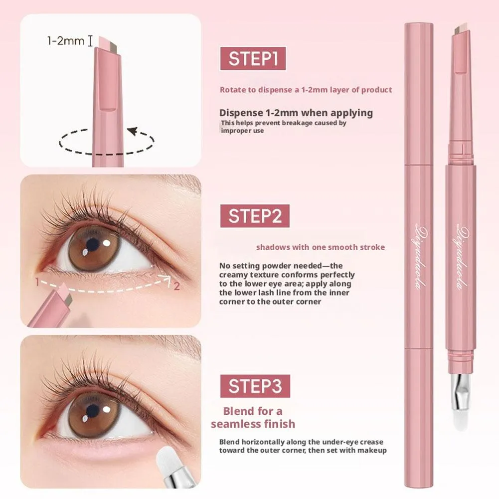Two Tone Aegyo Sal Stick 1PC Portable Dual Ended Contour Highlighter Pencil Micro Fiber Brush For Eye Makeup