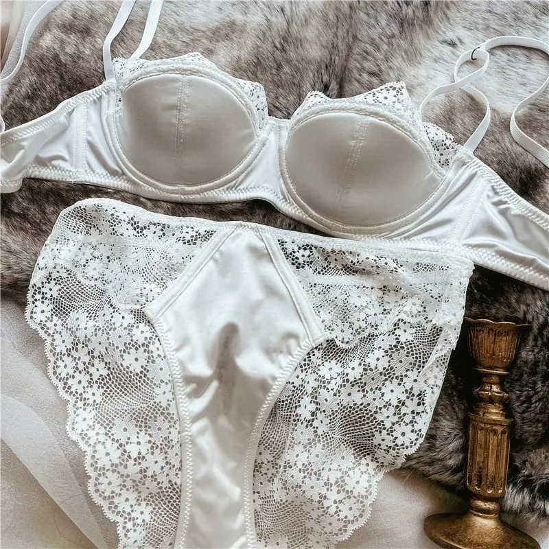 Hot Push Up Lace Bra Set Sexy Lingerie Minimizer Underwire Anti-Sagging Side Coverage Balconette for Big Bust Women 32-38 Suit — image 5