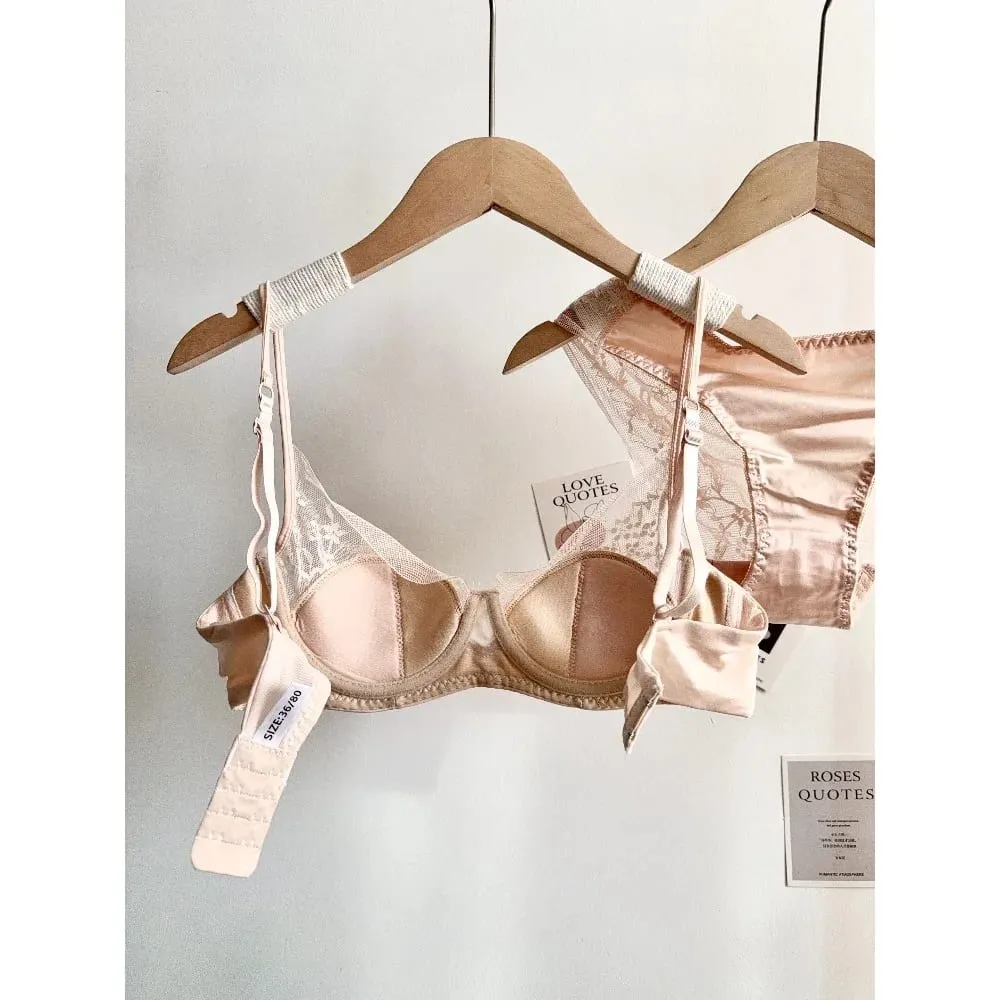 Women Lace Lingerie Set Soft Underwire Thin Cup Push‑Up Bra Panty Kit Comfort Intimates For Small Bust S-XL Daily Wear Underwear