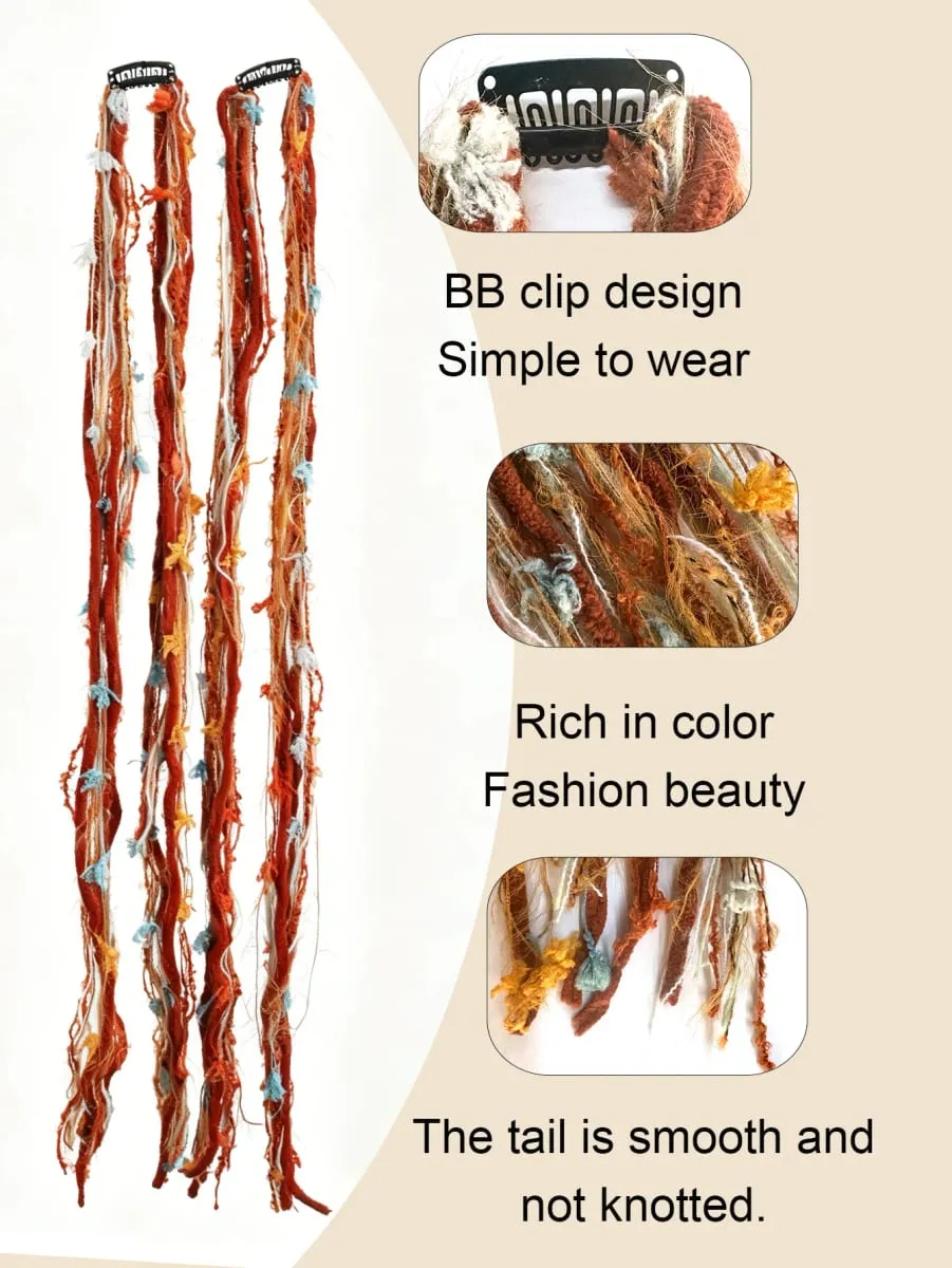Colorful Hand Woven Braiding Extensions Hair Clip In Synthetic Wig Dreadlock Hair Pieces Hair Accessories for Women Daily Party