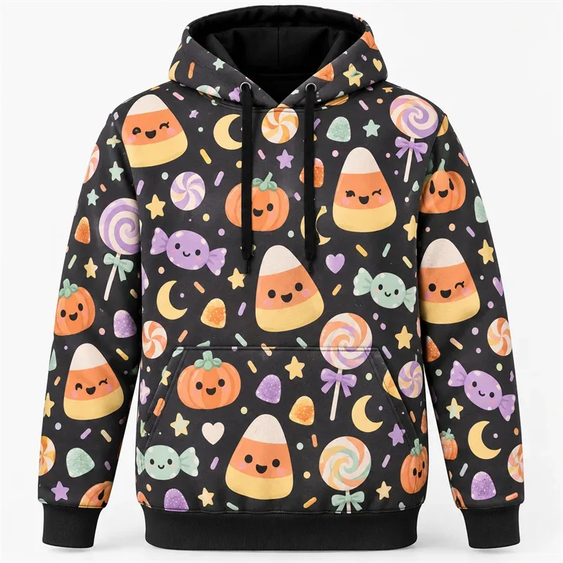 Halloween Hoodie 3D All Over Print Polyester Sweatshirt Gothic Ghost Pumpkin Bat Witch Skull Horror Streetwear Pullover Unisex