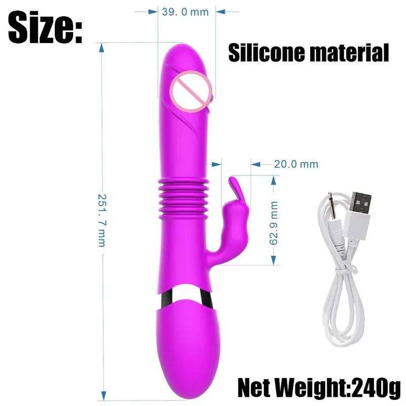 Silikone Rabbit Vibrator 3-i-1 G-Spot Clit Anal Beads Stimulator 10 Modes Støbende Vibrerende Sexlegetøj til Kvinder
