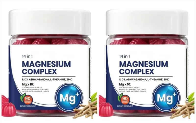 Googeer DeepCalm Magnesium Complex Gummies per il supporto della calma serale con vitamina D3 Zinco Ashwagandha L-teanina 90 caramelle gommose