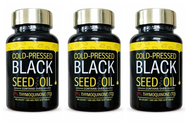 Kaltgepresste Schwarzkümmelöl-Kapseln enthalten 1000 mg natürliches Nigella-Sativa-Öl – tägliche Kräuterergänzung, 60 Stück pro Flasche
