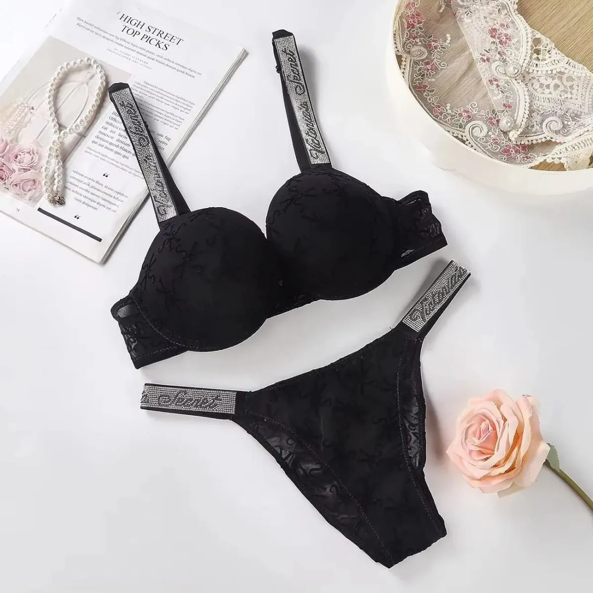 New Bra Panty Set Women Lace Push Up Bralette Seamless Comfortable Breathable Lingerie Home Wear Set Lingerie Set Underwear Set — image 2