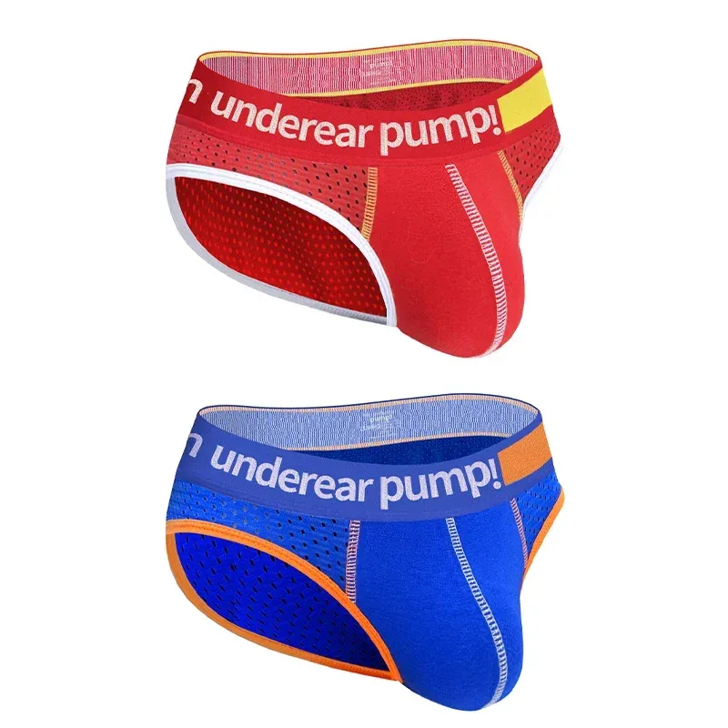 Men's Low Waist Slimming Mesh Briefs U Convex Pouch Elastic Waistband Breathable Colorful Jockstrap Underwear