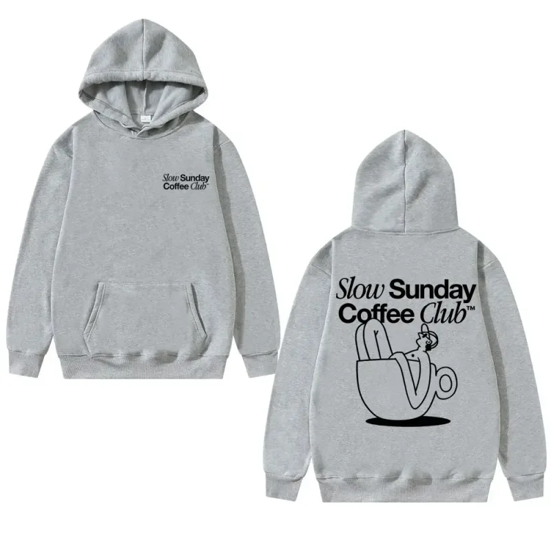 Unisex Slow Sunday Coffee Club Hoodie Pullover Lustiges Meme Vintage Casual Streetwear Sweatshirt, mehrere Farben erhältlich