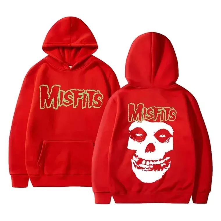 2026 Horror Punk Bizarre Skull Print Hoodie Men's Gothic Retro Loose Fleece Cotton Hoodie Rock Style Pullover Unisex — image 11