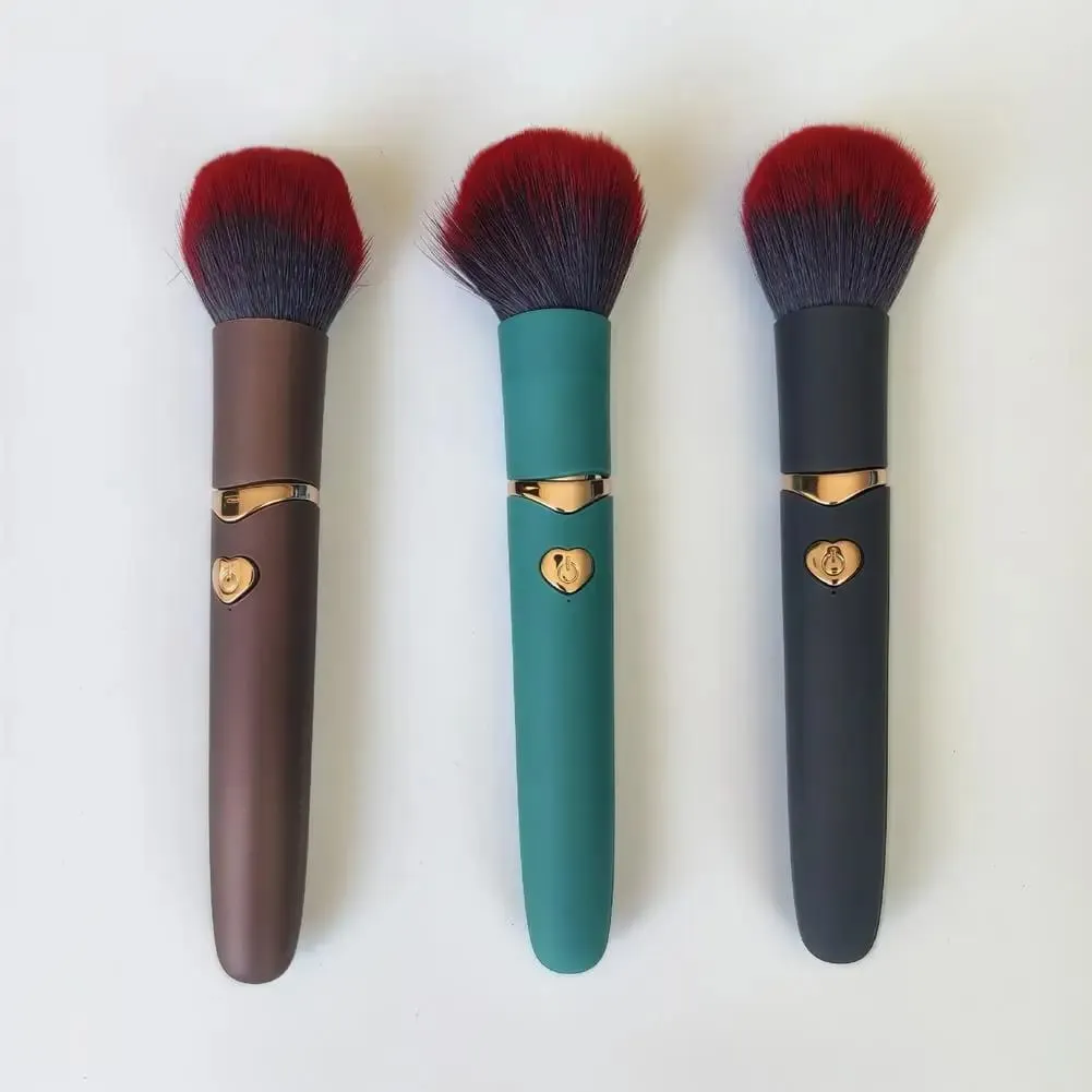 Pennello per trucco con vibrazione a 10 ingranaggi Pennello per trucco elettrico Pennello cosmetico ricaricabile USB per correttore fard in polvere liquida