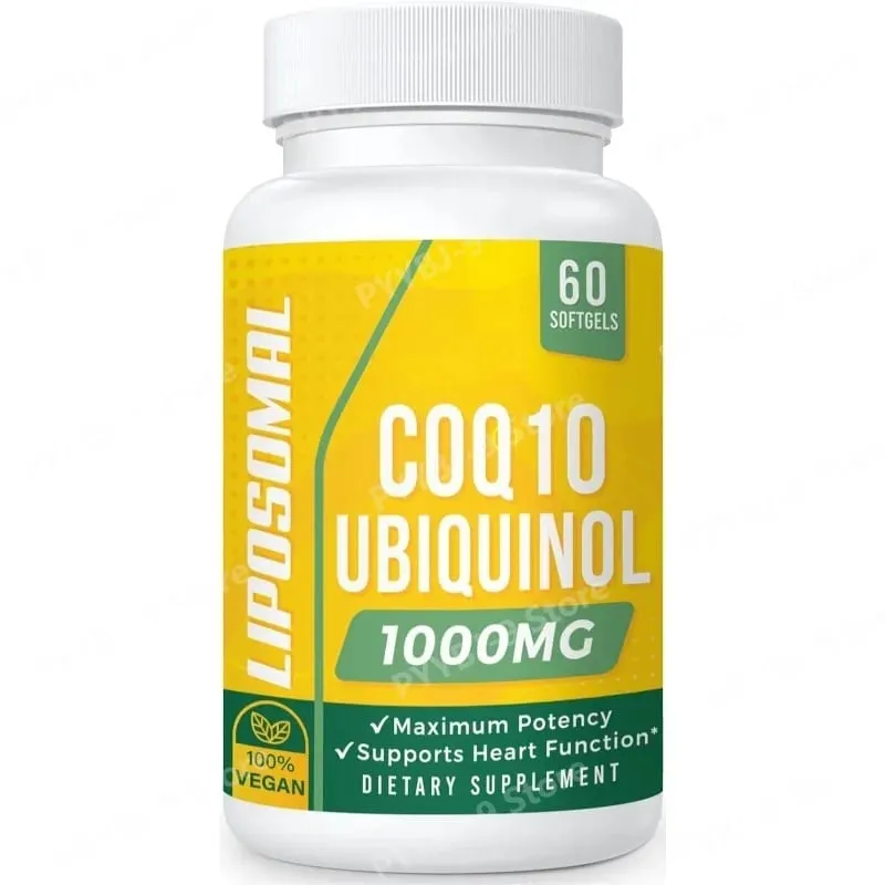 CoQ10 Ubiquinol 1000mg Vegan Softgels 60 Ct Liposomal High Absorption Coenzyme Q10 for Heart Energy Antioxidant Daily Support