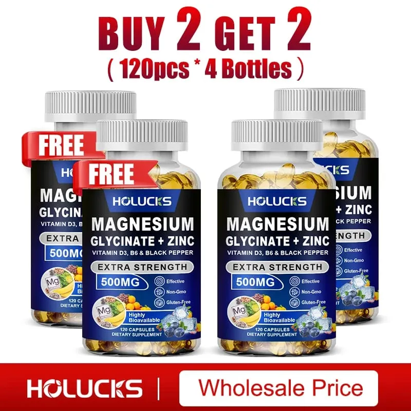 Magnesium Glycinate & Zinc Supplement for Muscle Joint Bone Enzyme & Heart Health Support Immune Relaxation Mood