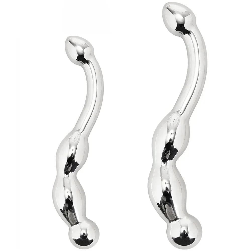 Stainless Steel Double Dildo G Spot Massager Metal Heavy Anal Beads Butt Plug Dildo Fake Penis Sex Toy For Man Woman — image 1