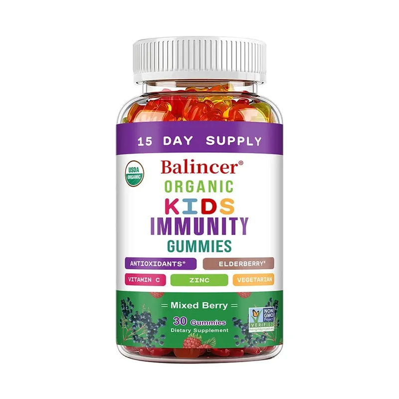 Organics Immunity Gummies for Kids with Vitamin C Zinc Elder Berry Extract Antioxidant & Overall Wellness Non-GMO Gluten Free