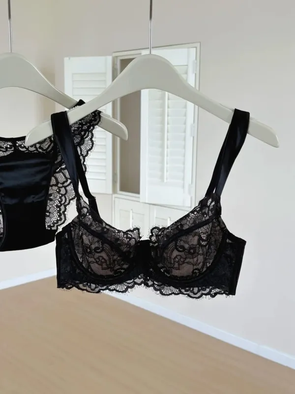 Sexy French Lace U-Back Minimizer Bra Set for Large Bust | Push Up Anti-Sagging Deep V Bralette | Summer Bestseller MOYISU Panty — image 9