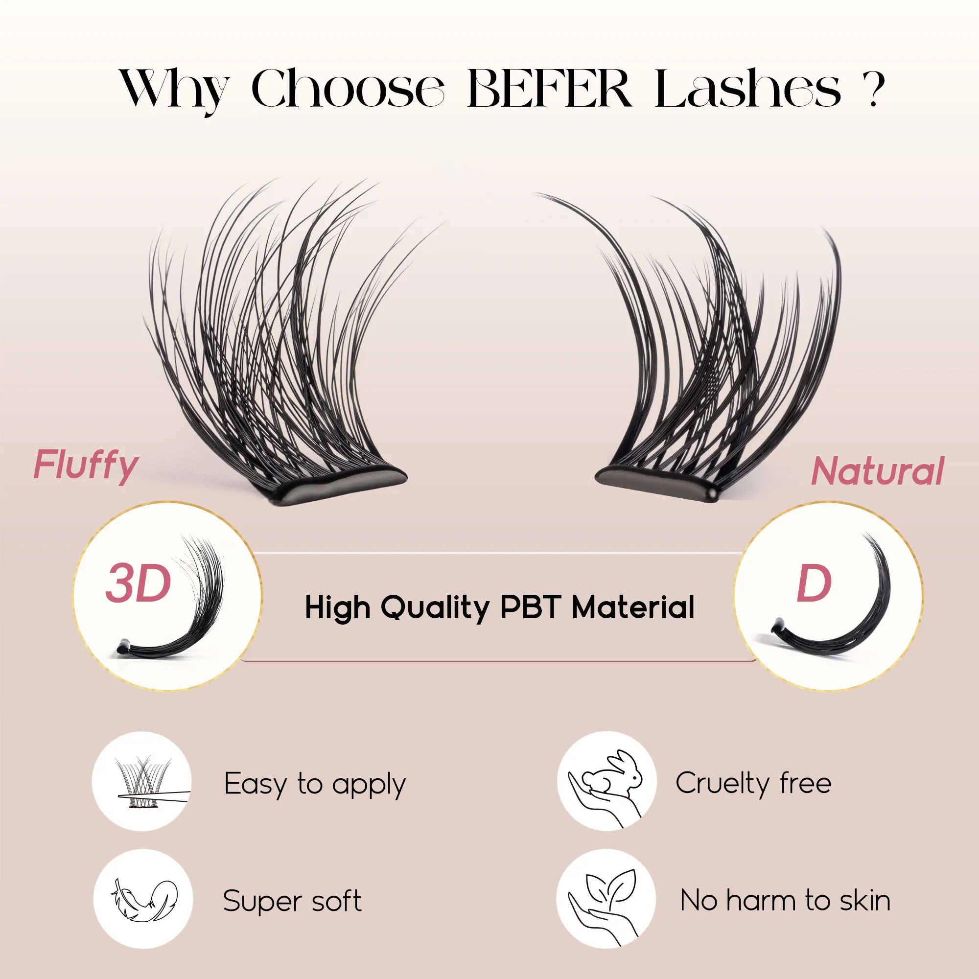 Befer Self-Adhesive Lash Clusters No-Glue Manga Eyelashes 120 Pcs Clusters Lashes Natural Makeup Fluffy False Eyelashes Supplier — image 7