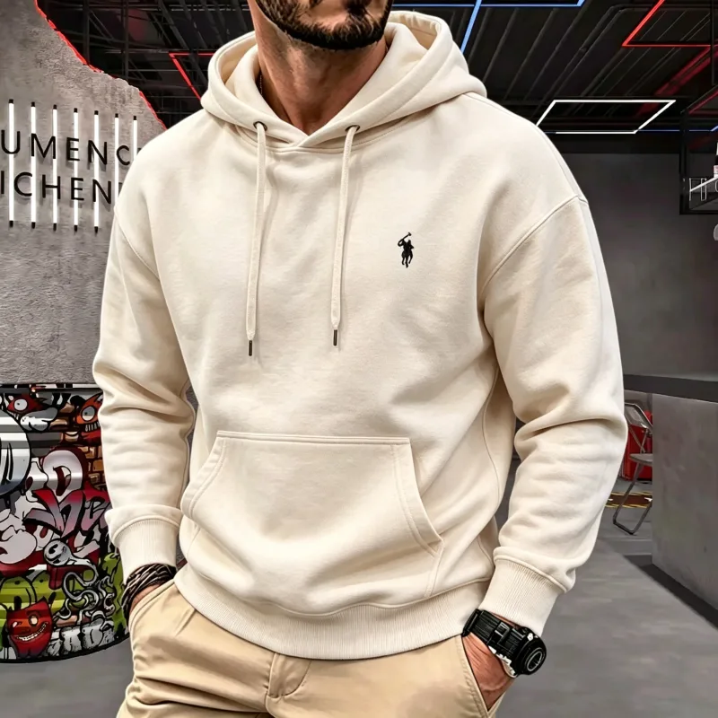 High-end masculino com capuz de manga comprida 2026 outono-inverno luxuoso elegante cavalo bordado golfe topo casual moletom com capuz roupas masculinas — image 3