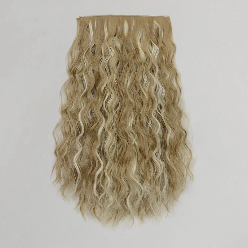 18Inch Synthetic One Piece 6 Clips Short Wavy Curly Clip-In Hair Extension Invisible Fulffy Black Brown Hairpiece for Women — image 11