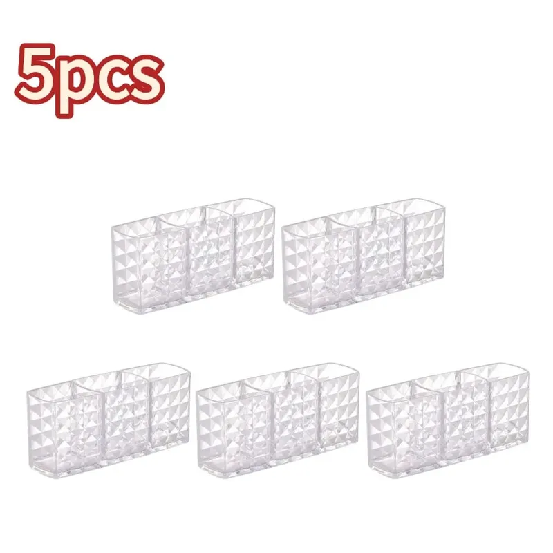 3 Slots Makeup Brush Holder Makeup Organizer Cosmetic Storage Box Lipstick Eyebrow Pencil Display Stand Acrylic Transparent Box