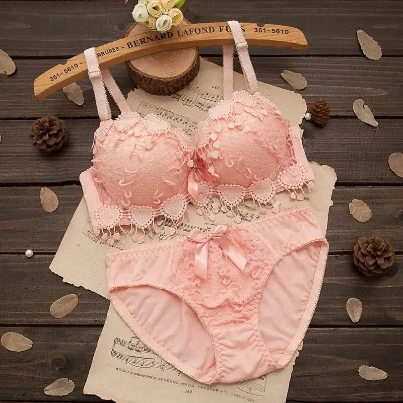 Underwire Women Lingerie Set Tassel Lace Push‑Up Bra With Removable Pads Bow Soft Multi‑Color Comfort Ladies Intimate Underwear — image 2